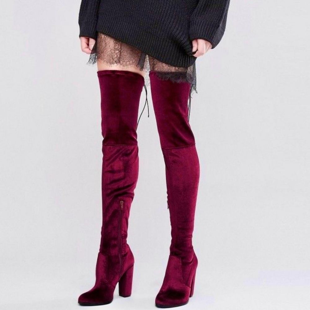 Nadia X FTF Rosa Faux Suede Thigh-High Boots